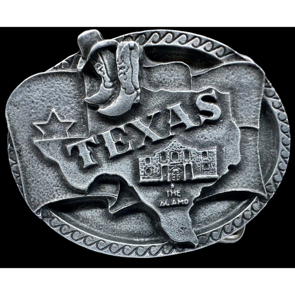 Vintage 1991 Texas "The Alamo" Commemorative Pewter Belt‎ Buckle